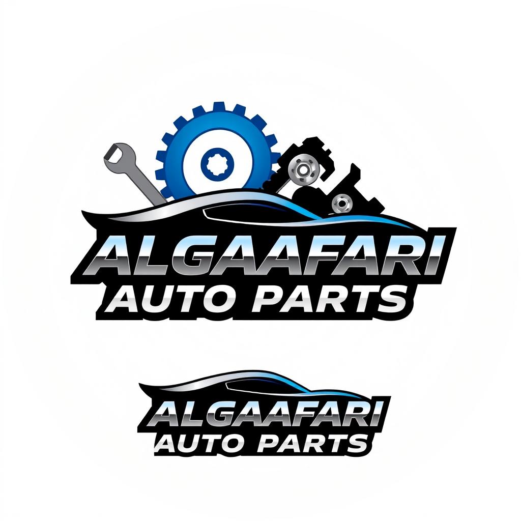 A logo design for a car parts store named 'ALGAAFARI AUTO PARTS'