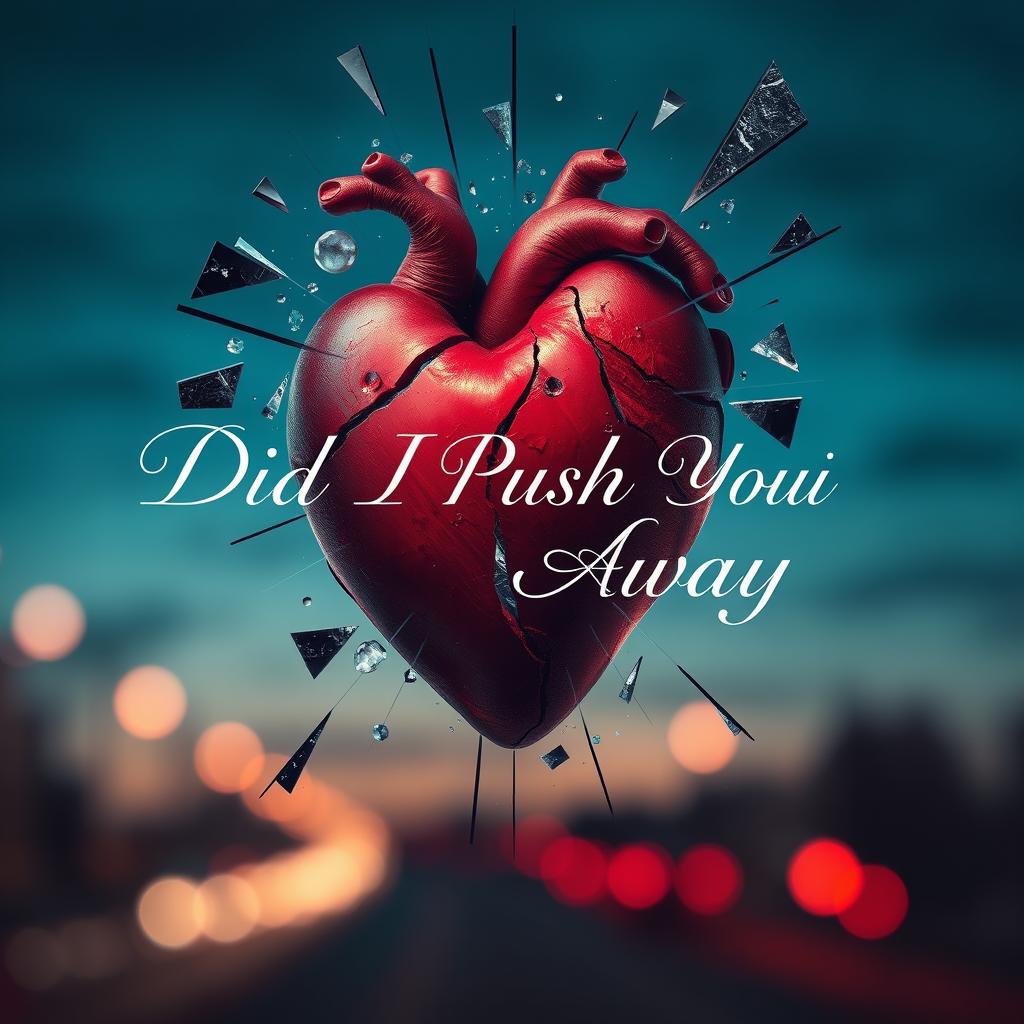 Cover art for a song titled 'Did I Push You Away' depicting a heart broken theme