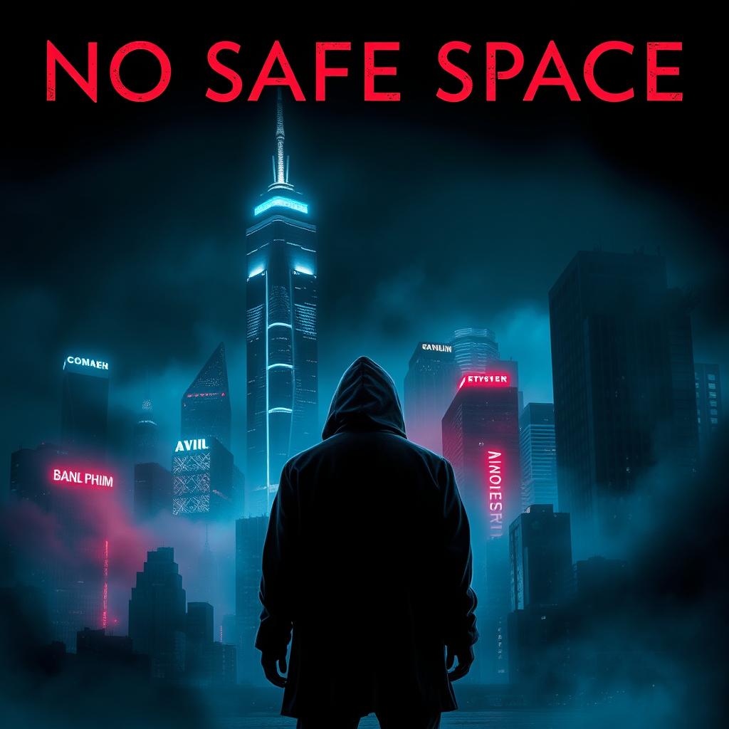 A hauntingly beautiful cover art for a fictional project titled 'No Safe Space'