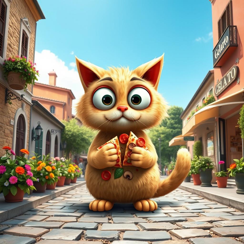 A whimsical and humorous representation of a brainrot animal inspired by Italian culture