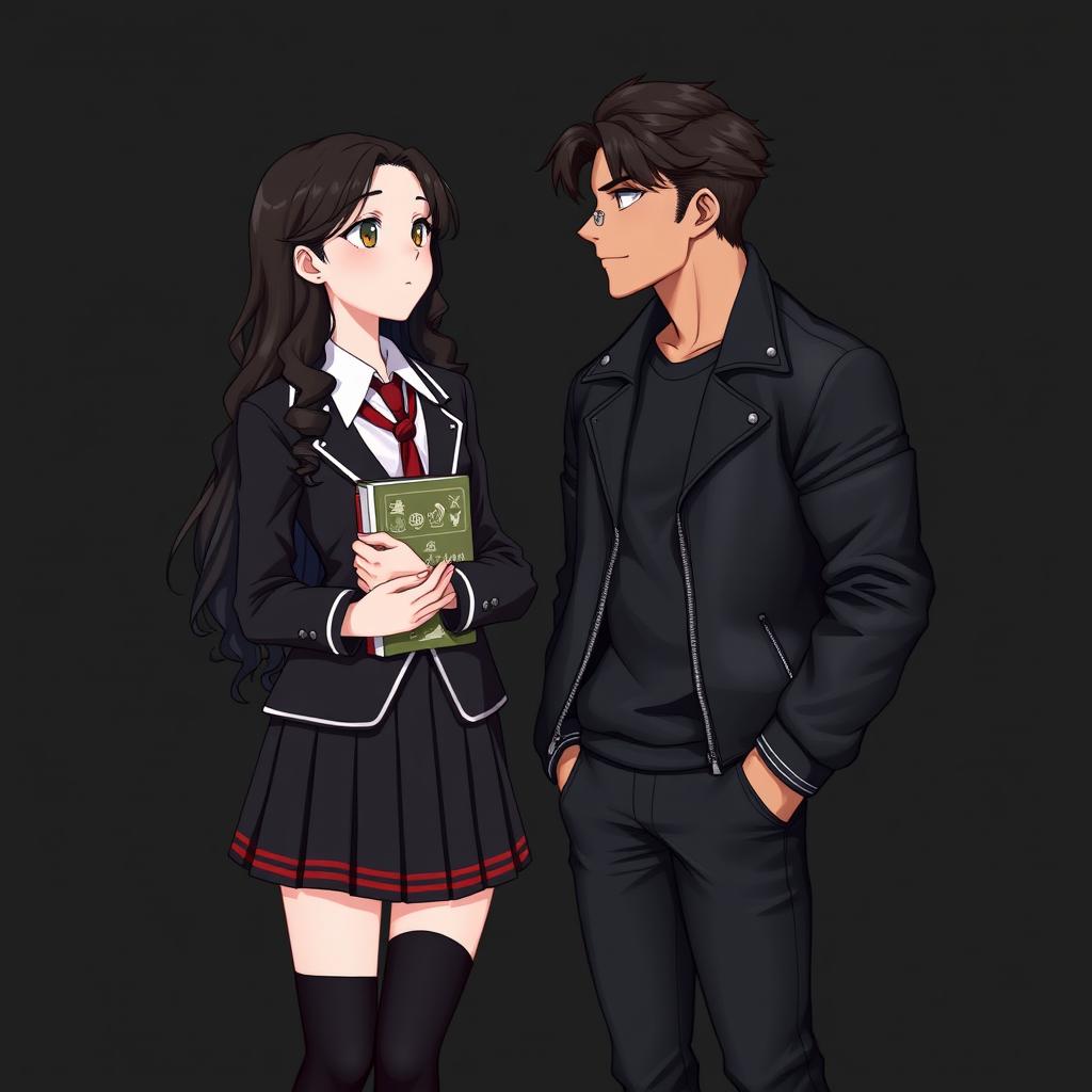 Two characters facing each other against a black background