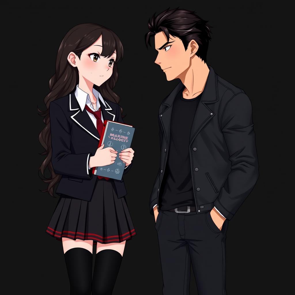 Two characters facing each other against a black background