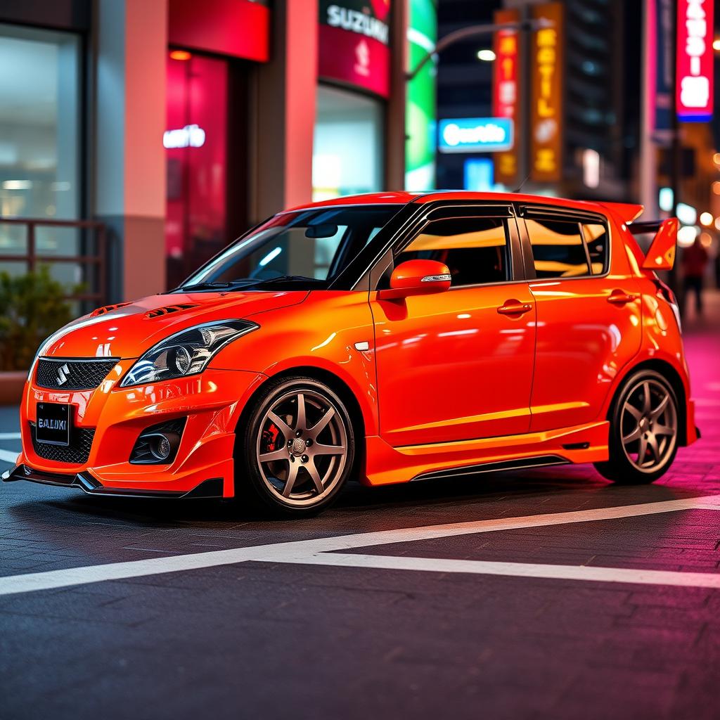 A stunning 2008 Suzuki Baleno Neo, enhanced with a sleek Japanese body kit, showcasing a sporty and aggressive design with sharp lines, and an eye-catching aerodynamic profile
