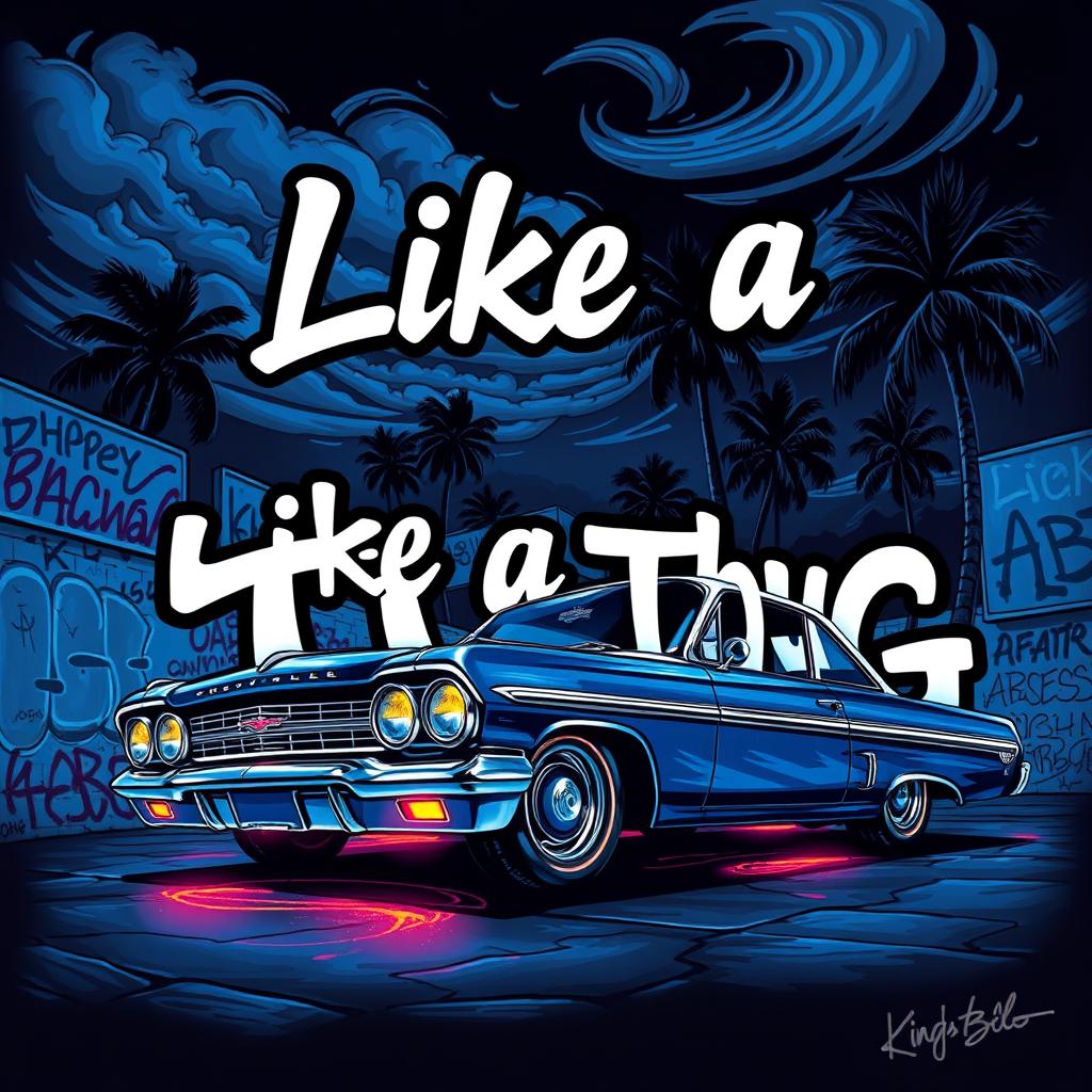 A graffiti-style digital illustration featuring the title "Like a Thug" in white Old English letters outlined in black, prominently displayed