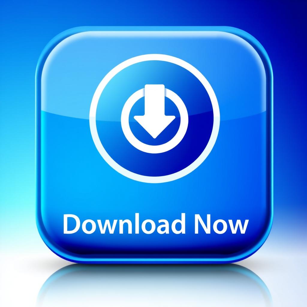 A glossy, modern download button for software installation, featuring a standard download icon (an arrow pointing downwards inside a circle) and clear, bold text that says 'Download Now'