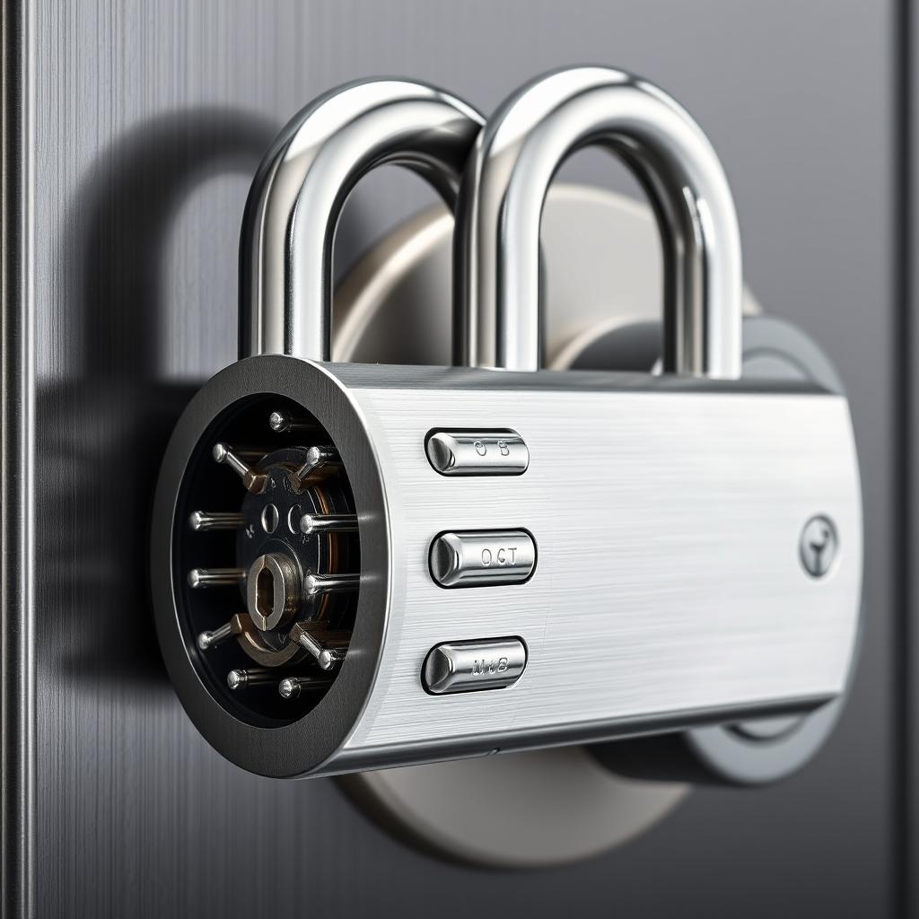 A secure and robust anti-theft lock, showcasing its complex design with multiple layers of protection