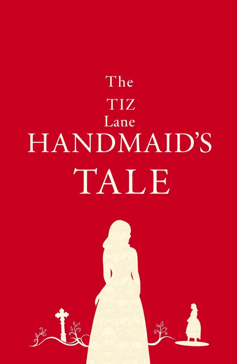 A book cover inspired by "The Handmaid's Tale", featuring a striking red background