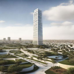 An alternative architecture design for the Mohammed VI Tower in Rabat, integrated seamlessly with the Bouregreg landscape.