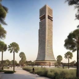 An alternative architecture design for the Mohammed VI Tower in Rabat, integrated seamlessly with the Bouregreg landscape.