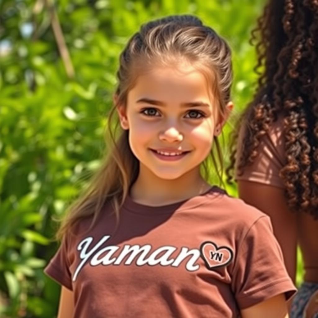 A beautiful girl with stunning features, standing next to a person with beautiful curly hair