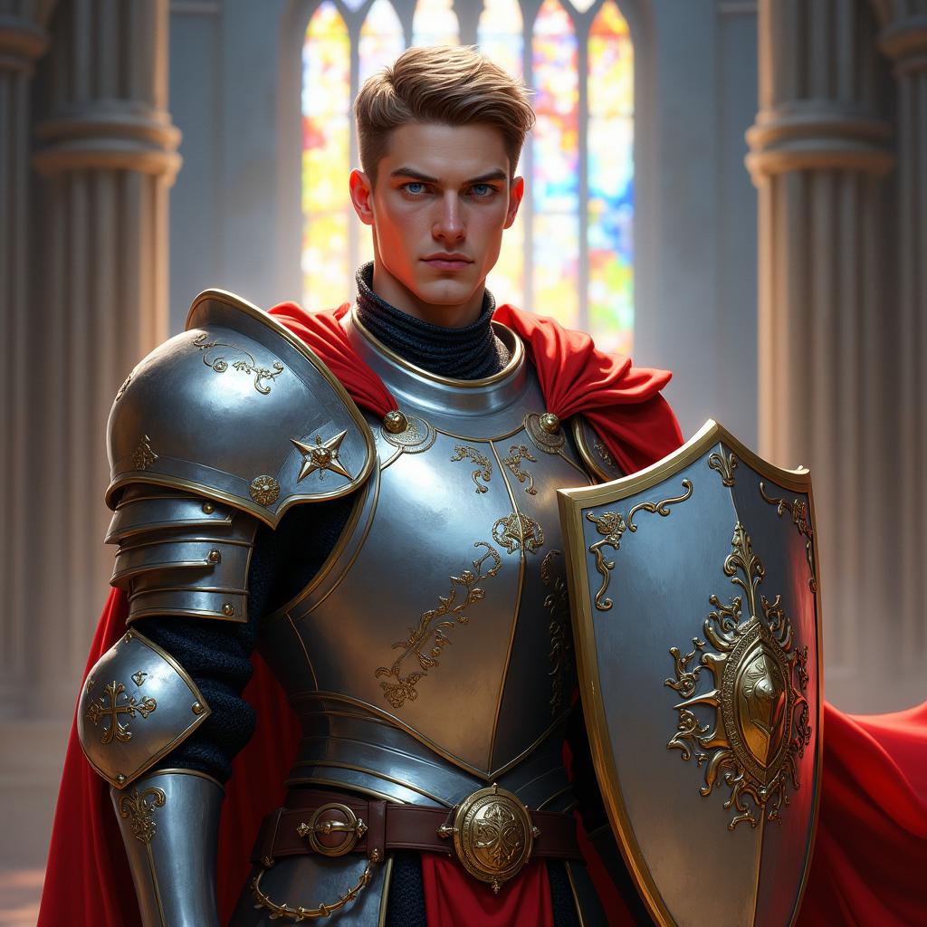 A noble male paladin inspired by Dungeons & Dragons, embodying righteousness and valor
