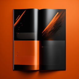 Create an image of an empty catalog featuring a dynamic blend of orange and black colors, which gives it a striking and professional look.