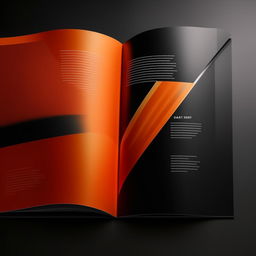 Create an image of an empty catalog featuring a dynamic blend of orange and black colors, which gives it a striking and professional look.