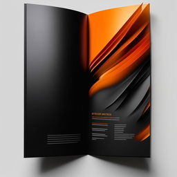 Create an image of an empty catalog featuring a dynamic blend of orange and black colors, which gives it a striking and professional look.