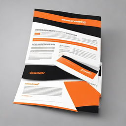 Create a blank catalog for 'OZKAR MAKINE' company in predominant orange and black colors.