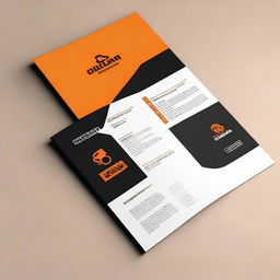 Create a blank catalog for 'OZKAR MAKINE' company in predominant orange and black colors.