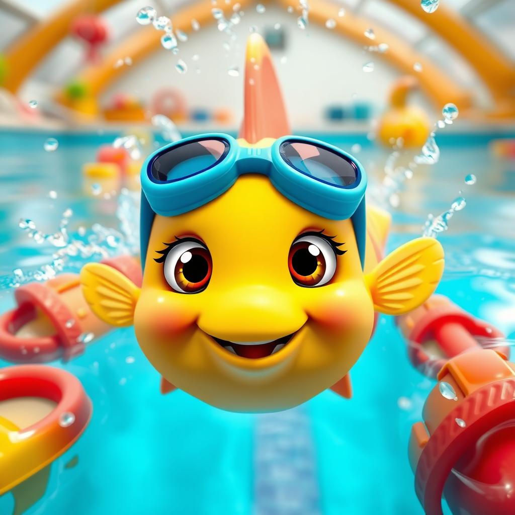 A cute character named Fischolino Bellarino, designed as a whimsical, cartoonish fish, resembling the quirky style of 'brainrot italiano' animals