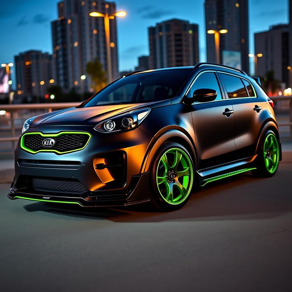 A modified Kia Sportage, showcasing an aggressive yet stylish look