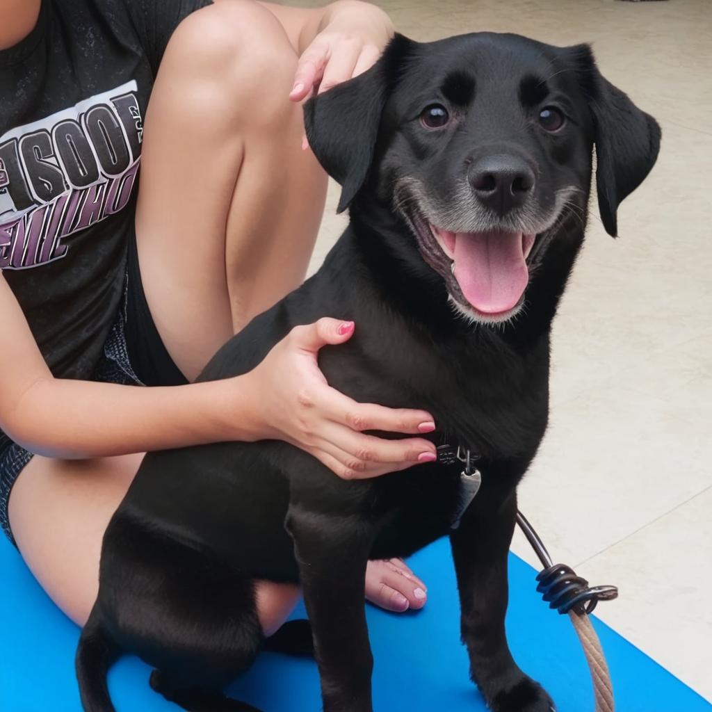 como seria minha cachorra se ela fosse uma criança, ela tem o pelo preto, porte médio, mais ou menos uns 6 a 7 anos, muito arteira e feliz