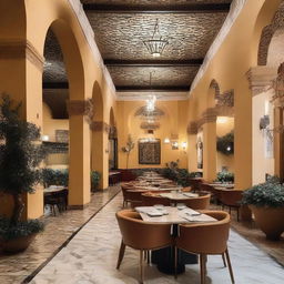 A spacious cafe-restaurant in Rabat, with various uniquely designed and decorated areas