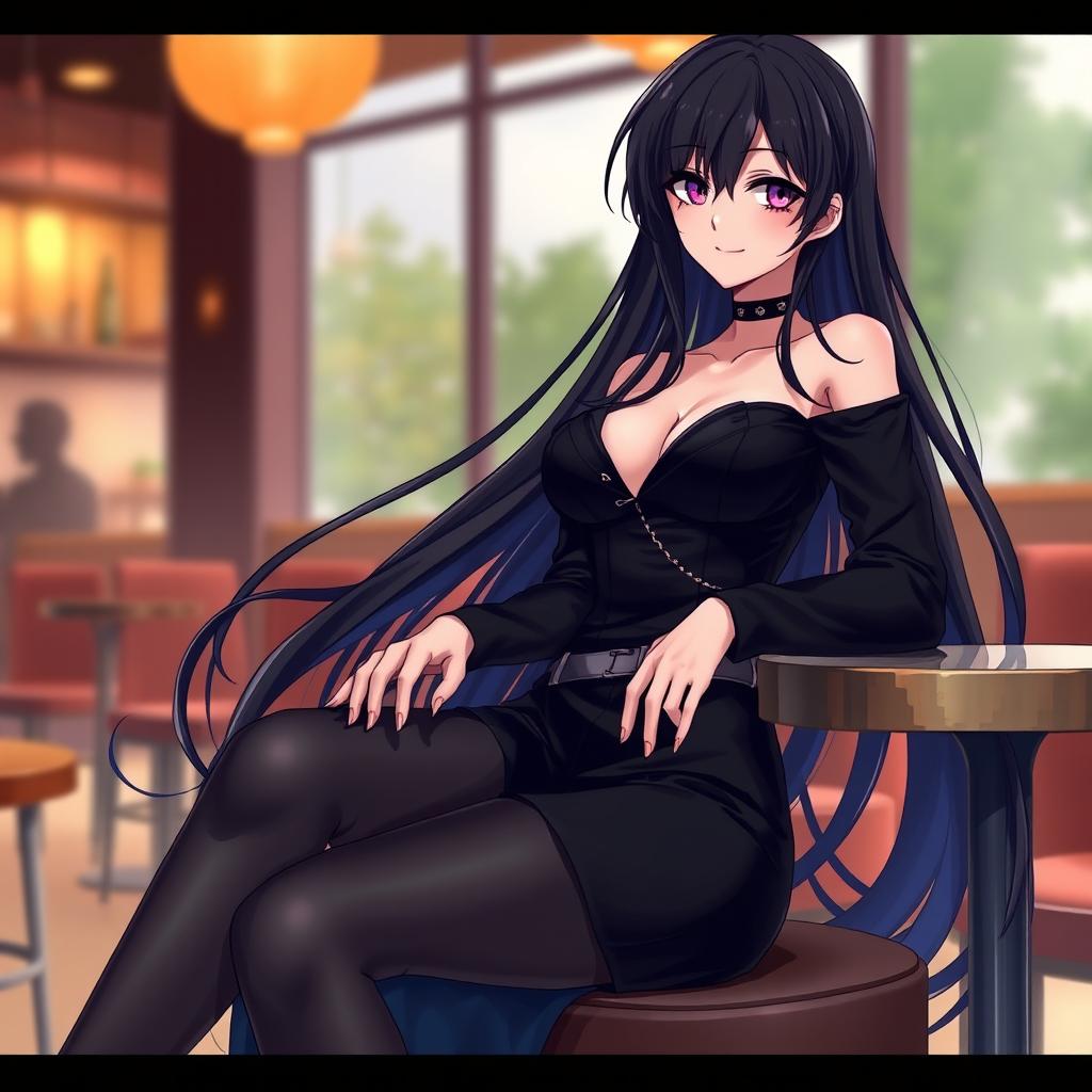 A captivating illustration of Yor Forger, the skilled assassin from 'Spy x Family', seated elegantly