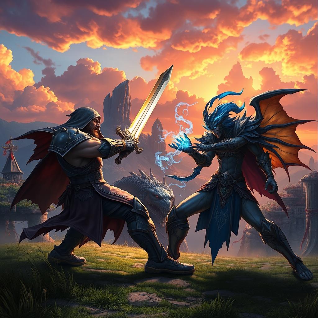An epic battle scene between champions from League of Legends