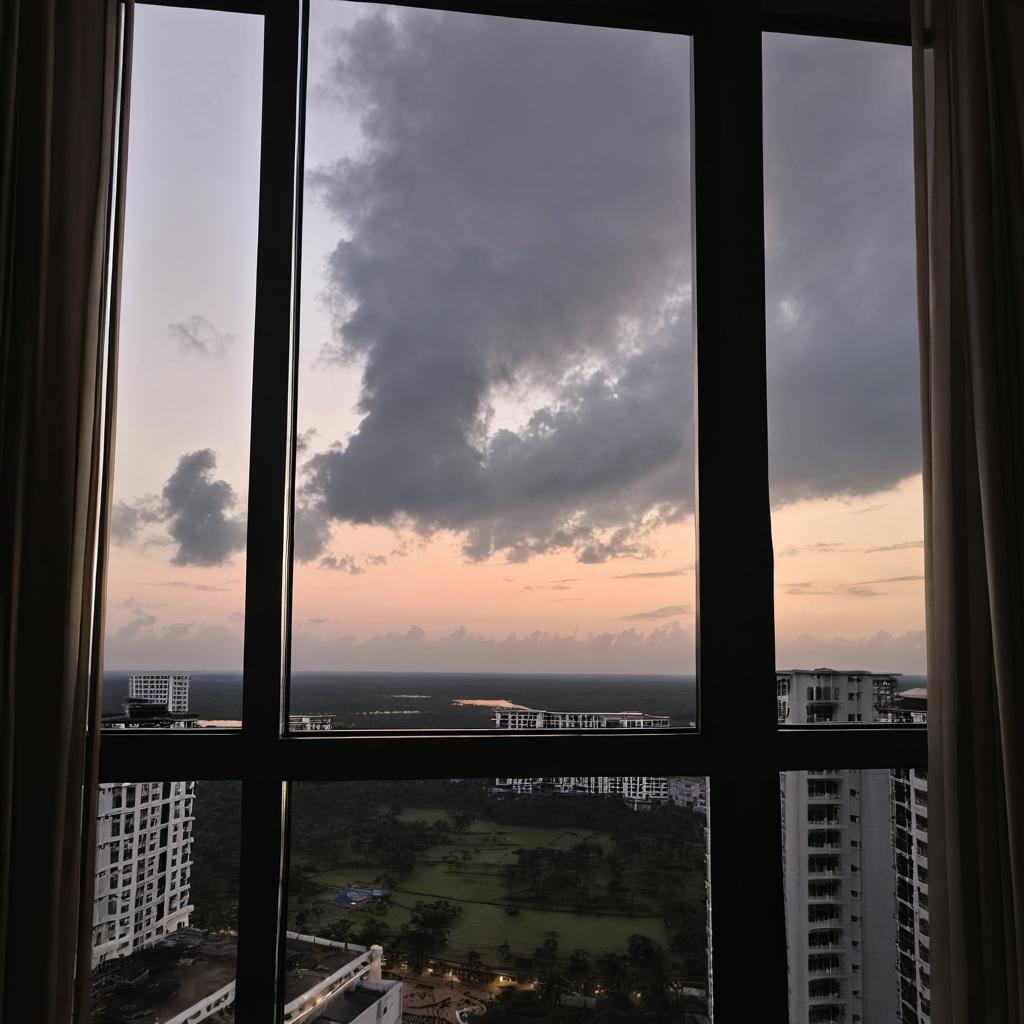 A view from windows inside the apartment in cambodia