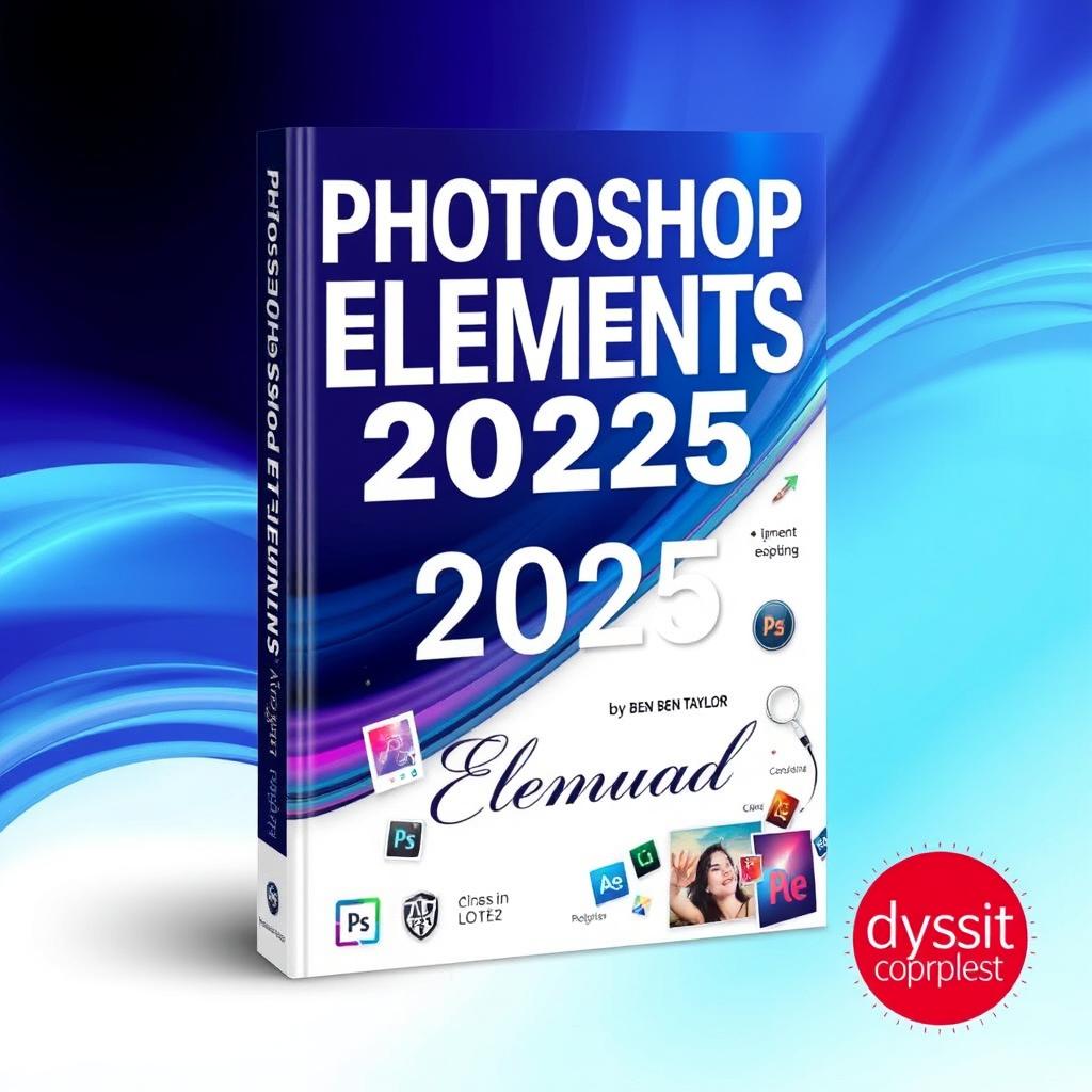 An attractive book cover design for 'Photoshop Elements 2025 Manual by Ben Taylor, A Complete Guide to Digital Photo Editing and Creative Design'