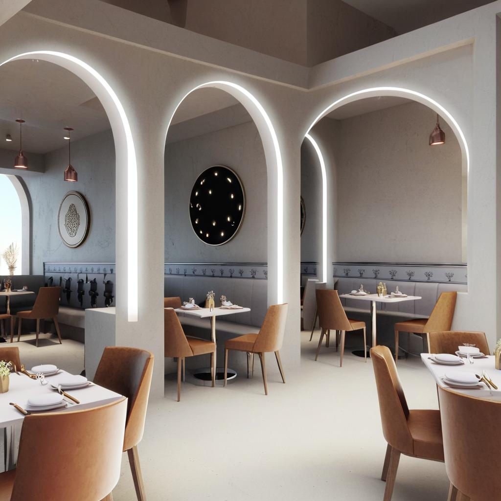 Add me Saudi Emirati elements for the design of this restaurant