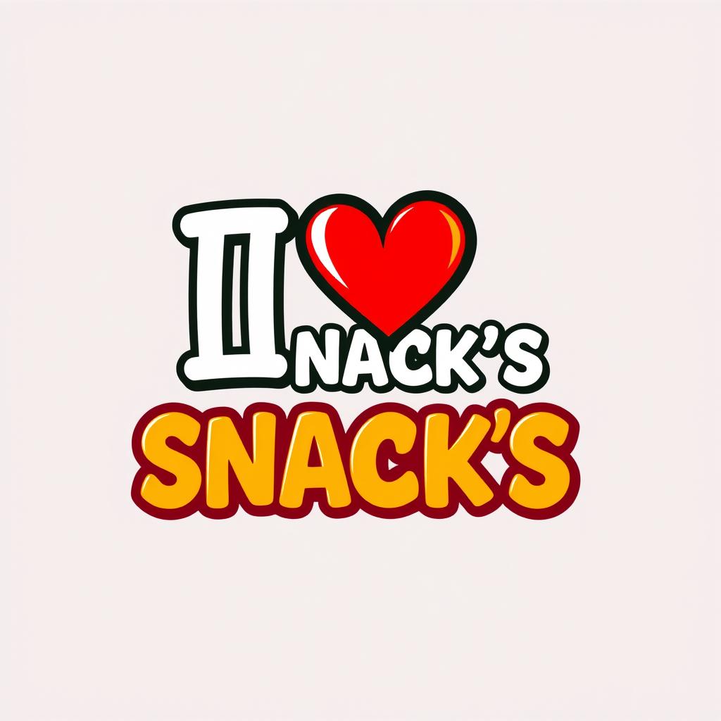 A fun and eye-catching logo design that features the text "I ❤️ SNACK'S" prominently