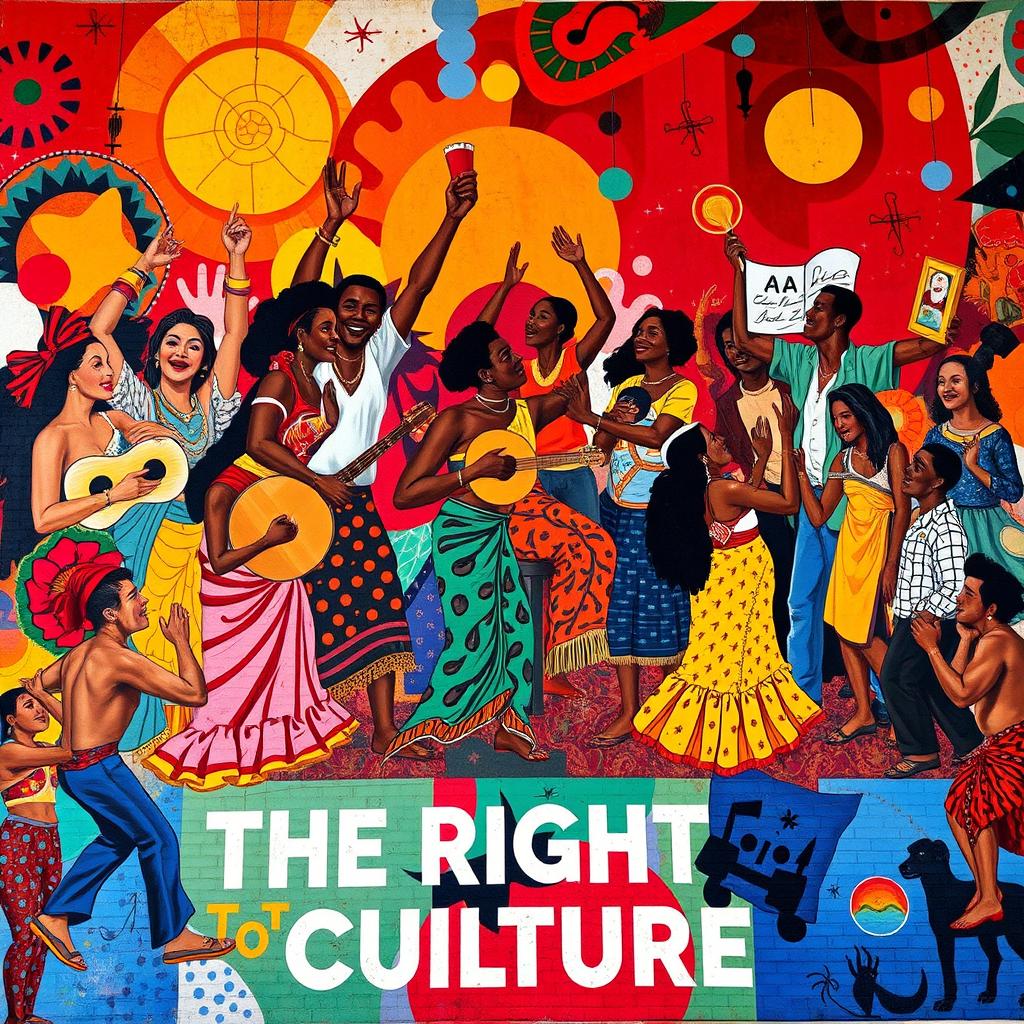 An artistic representation inspired by David Alfaro Siqueiros' mural 'The Right to Culture'