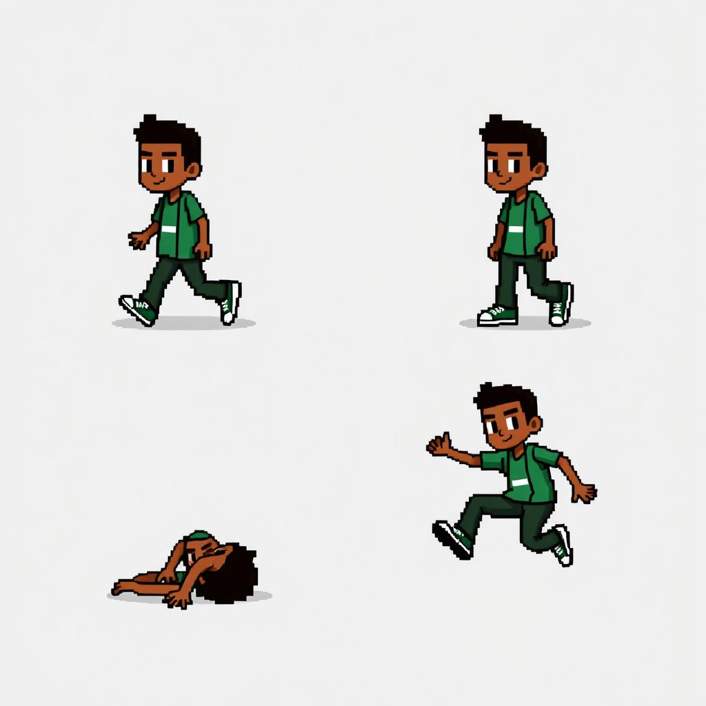 A pixel art character design featuring C