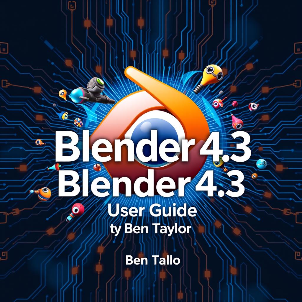 A detailed and visually engaging cover design for a user guide titled 'Blender 4