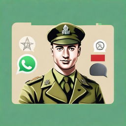 Create a WhatsApp profile photo that respectfully represents the Second World War with prominent historical symbols and figures.