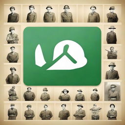 Create a WhatsApp profile photo that respectfully represents the Second World War with prominent historical symbols and figures.