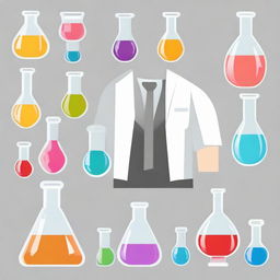 Generate an image portraying the concept of 'my chemical', possibly various substances contained in laboratory glassware or a person working in a chemistry lab.