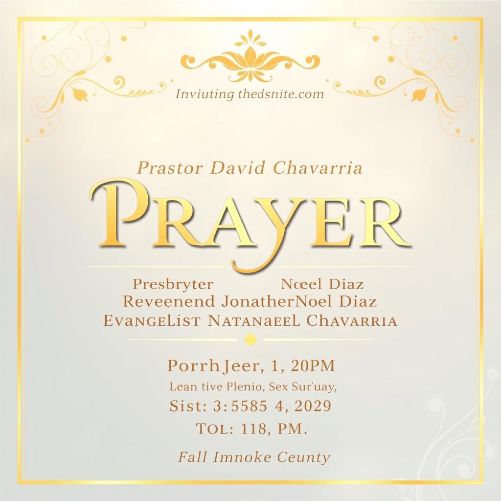 Elegant Prayer Event Invitation Featuring Esteemed Speakers