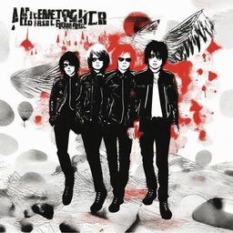 Generate an image of a creative, rock-inspired album cover for the band My Chemical Romance, featuring elements of punk, emo and goth culture.