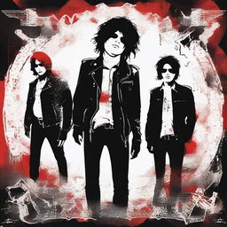 Generate an image of a creative, rock-inspired album cover for the band My Chemical Romance, featuring elements of punk, emo and goth culture.