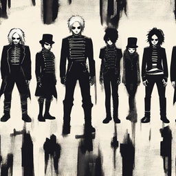 Create an artwork for My Chemical Romance's album 'The Black Parade', featuring iconic imagery such as a black parade, gothic elements, and the band members.