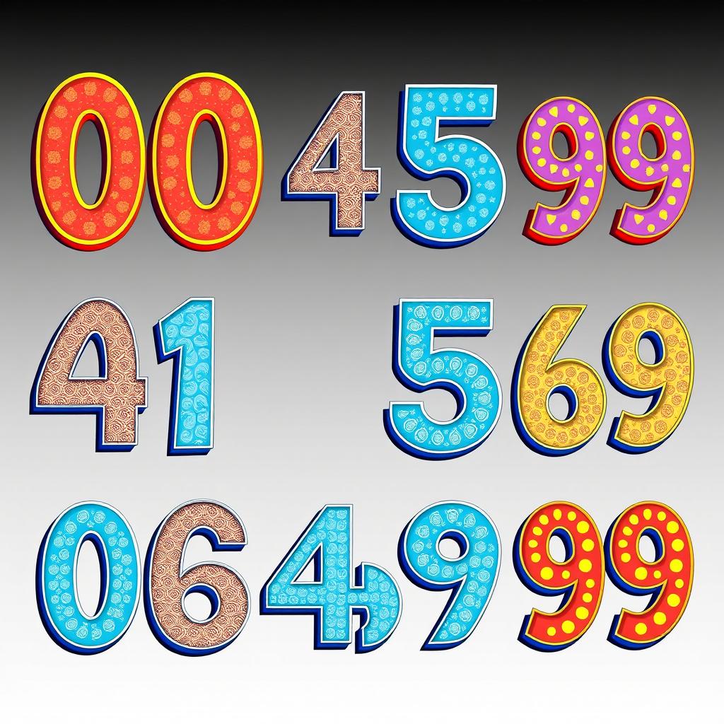 An artistic display showcasing the numbers from 00 to 99, presented one by one in a sequential format