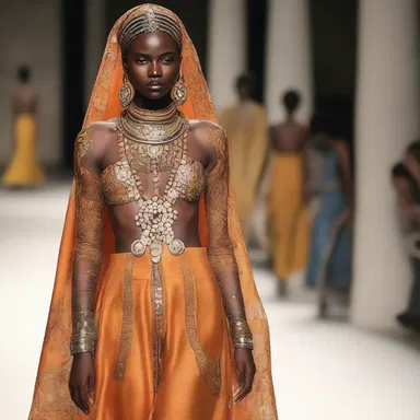 The fashion designer showcased a stunning collection inspired by anointment rituals from ancient cultures.