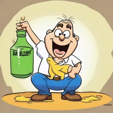 In the cartoon series, the character accidentally spills anointment oil, leading to a comedic chain of events.