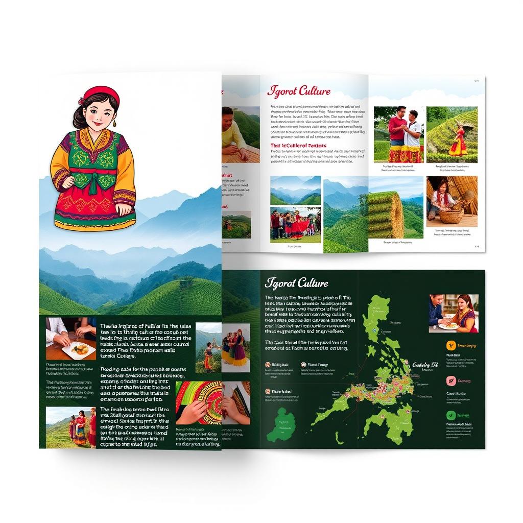 A visually stunning brochure design showcasing the rich culture of the Igorot people of the Philippines