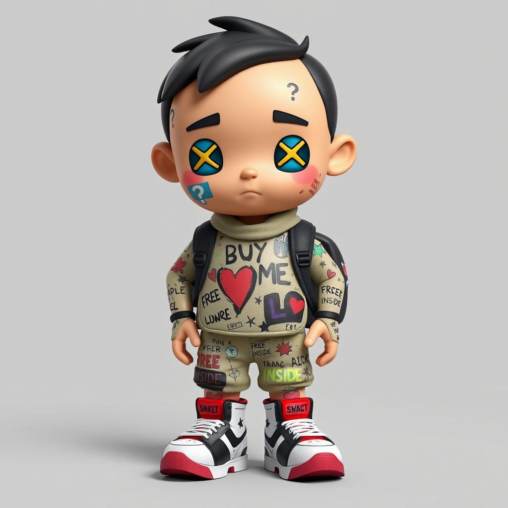 An original 3D art toy design featuring a street urban vibe combined with pop art elements