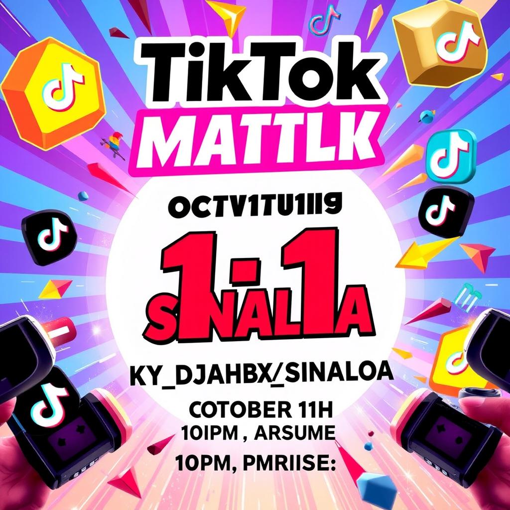 An exciting promotional poster for a TikTok match featuring the team KY_DJAHX_SINALOA