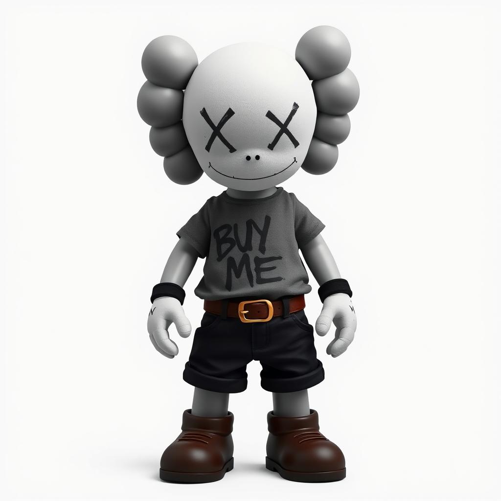 Create a full-body image of an art toy design that is not styled like traditional Kaws toys