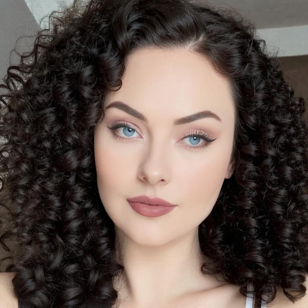 Elegant Portrait of a Confident Young Woman with Curly Hair