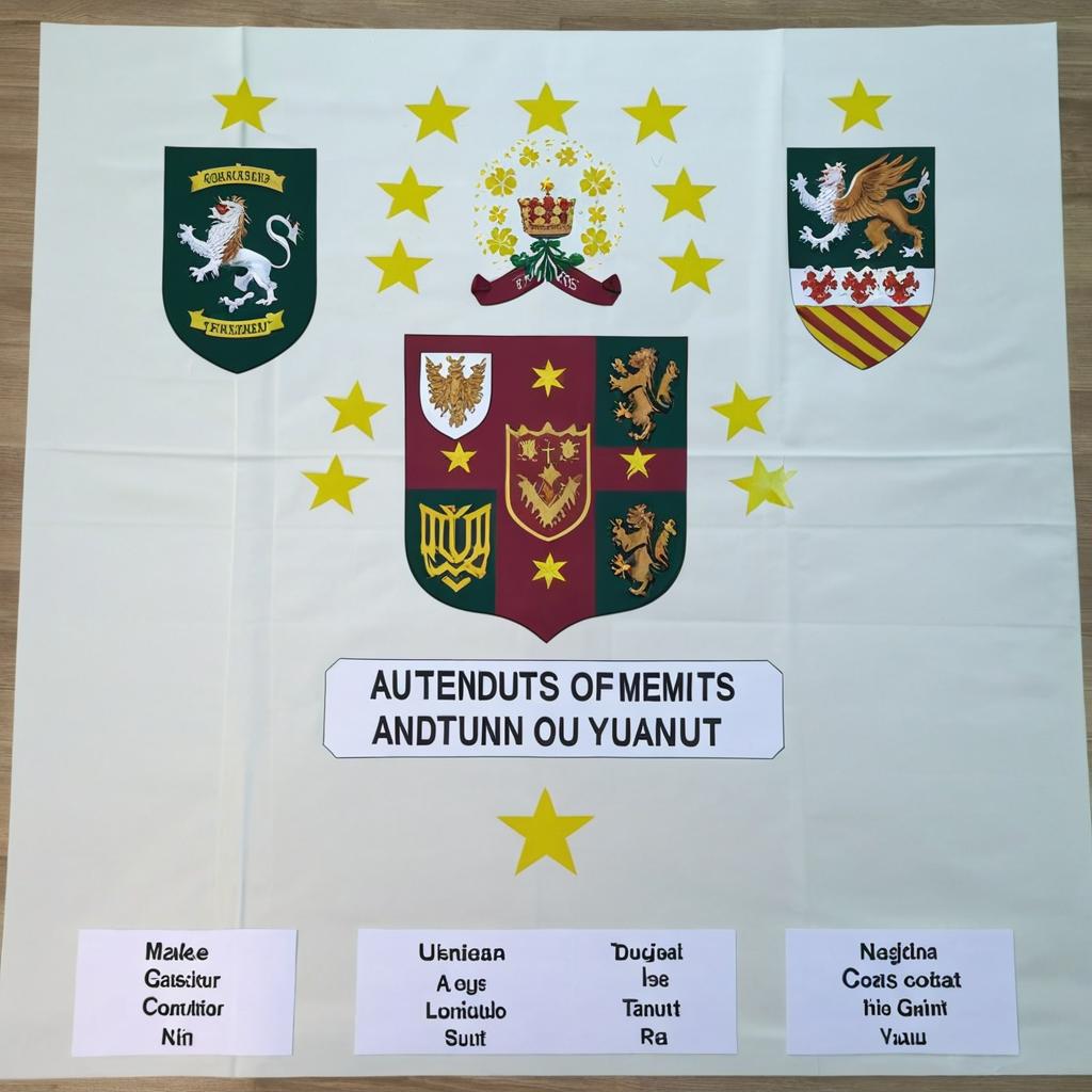 Unified Strength: A Unique Coat of Arms Design with Military Insignia