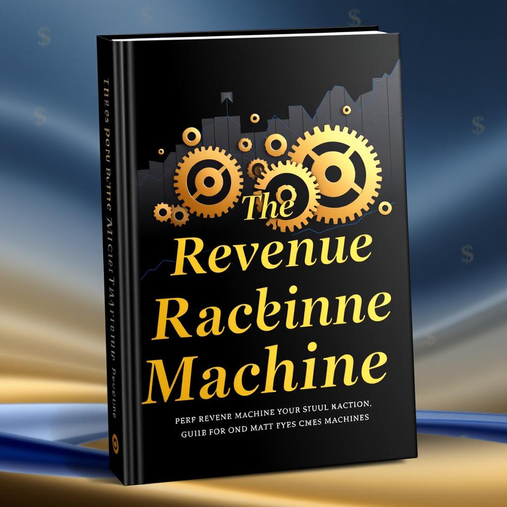 A book cover design titled "The Revenue Machine", featuring a predominantly silver black color scheme